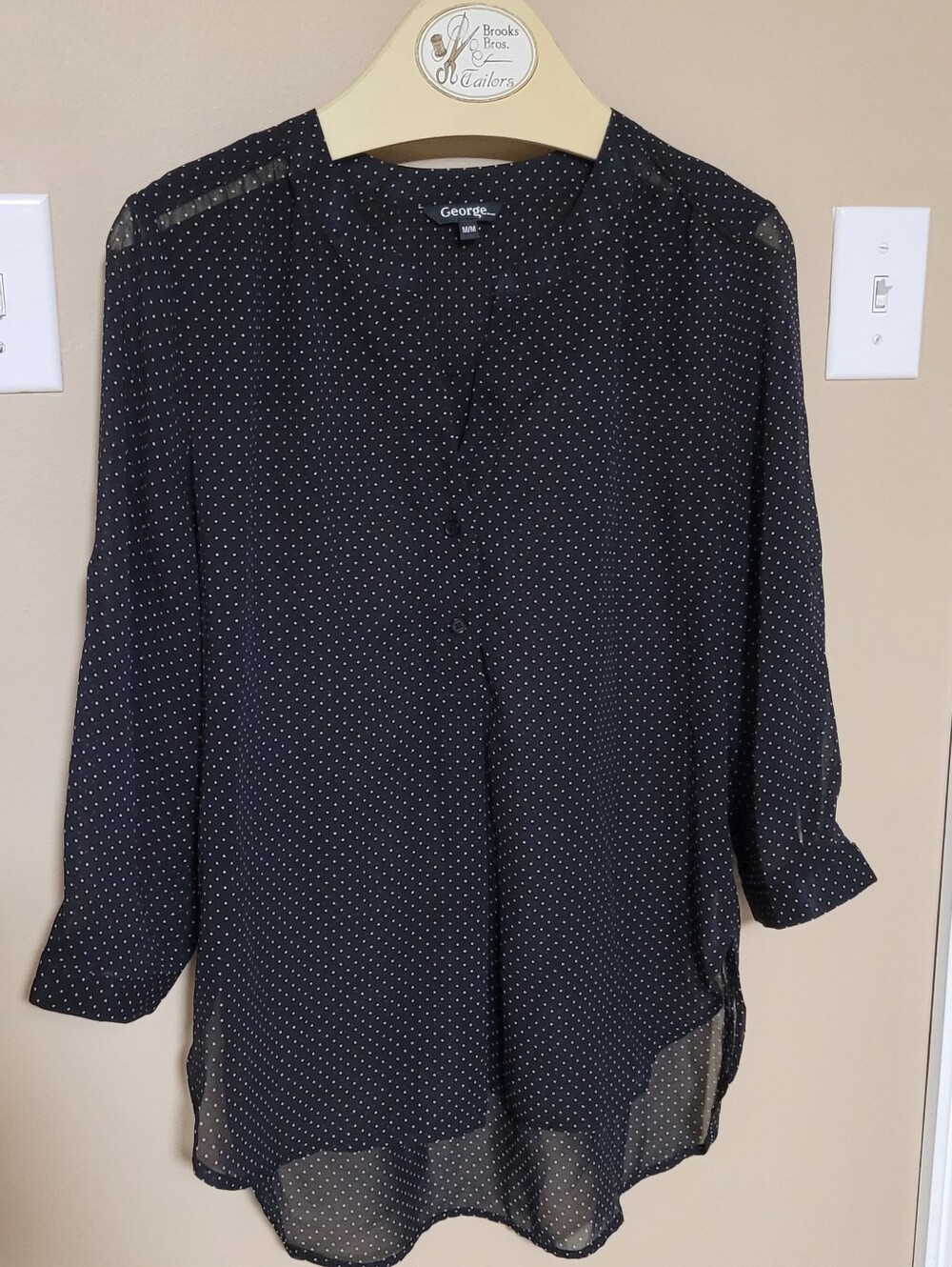 💚10 for $10💚 Bundle and save Black Polka Dot Sheer Button-Front Tunic